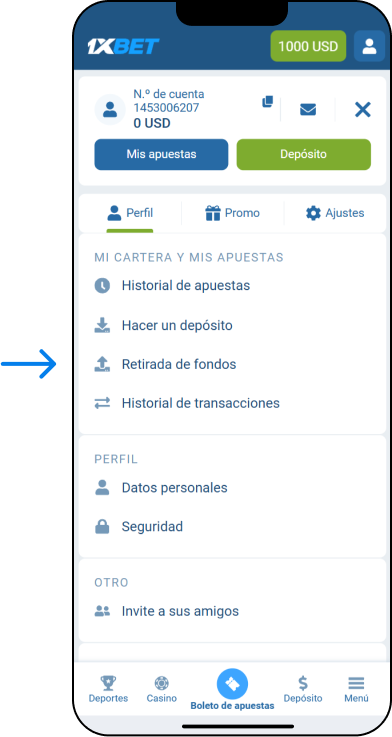 Guía paso a paso para retirar ganancias - App 1xbet Venezuela